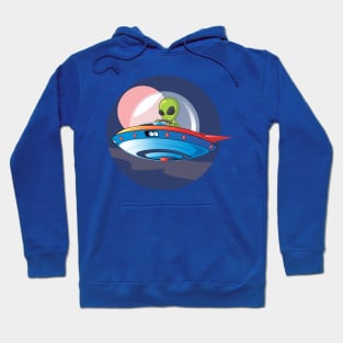 GREEN ALIEN IN UFO SPACE Hoodie